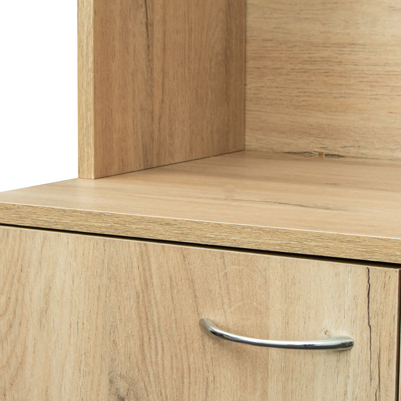 Isildo Kitchen Cabinet with Doors, Drawer& Open Shelves, Oak