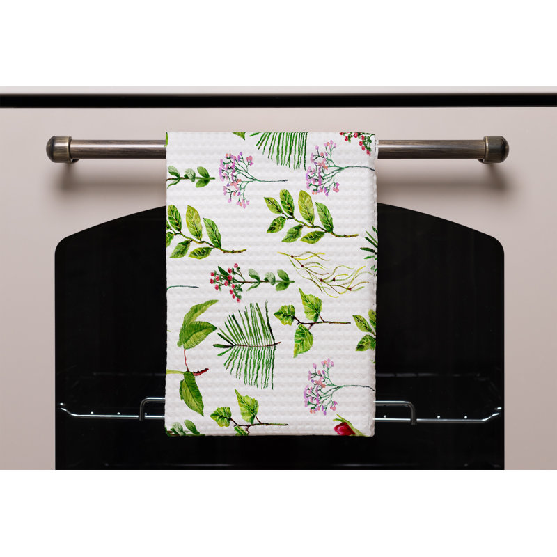 Cotton Floral Waffle Kitchen Towel