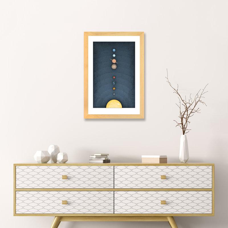 Système solaire II, art encadré, Papier encadré naturel, H 24 po x l 16 po x P 1 po