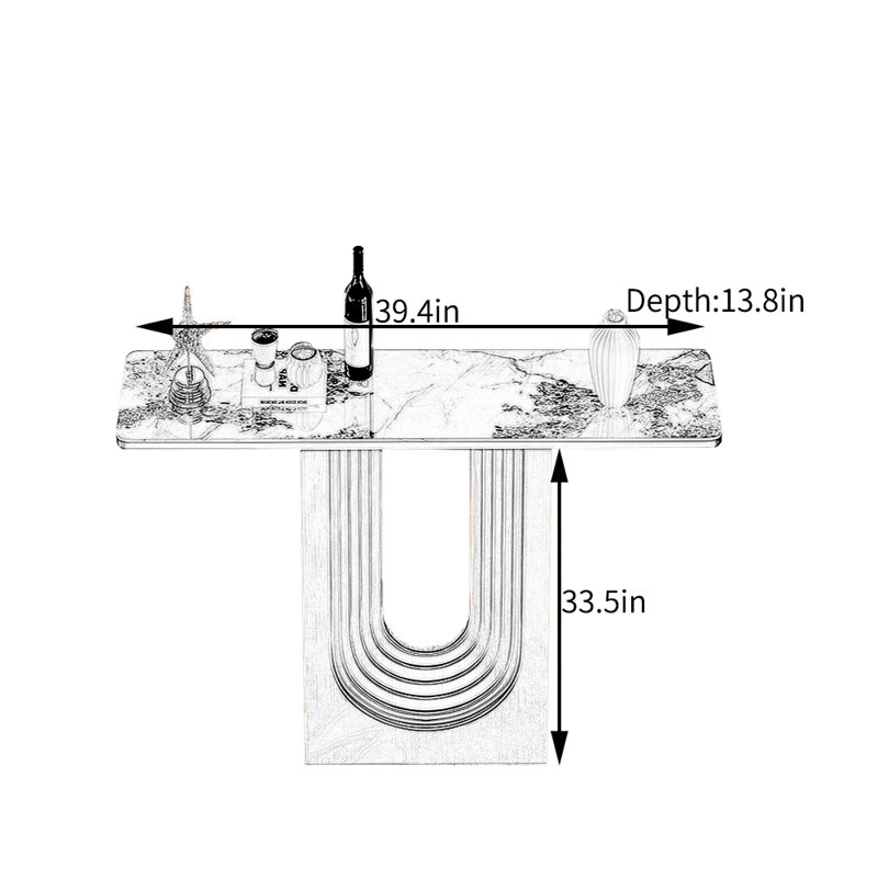 Console d'entrée italienne de luxe, H 33,5 po x l 39,4 po x P 13,8 po, Noir, noir, noir, noir