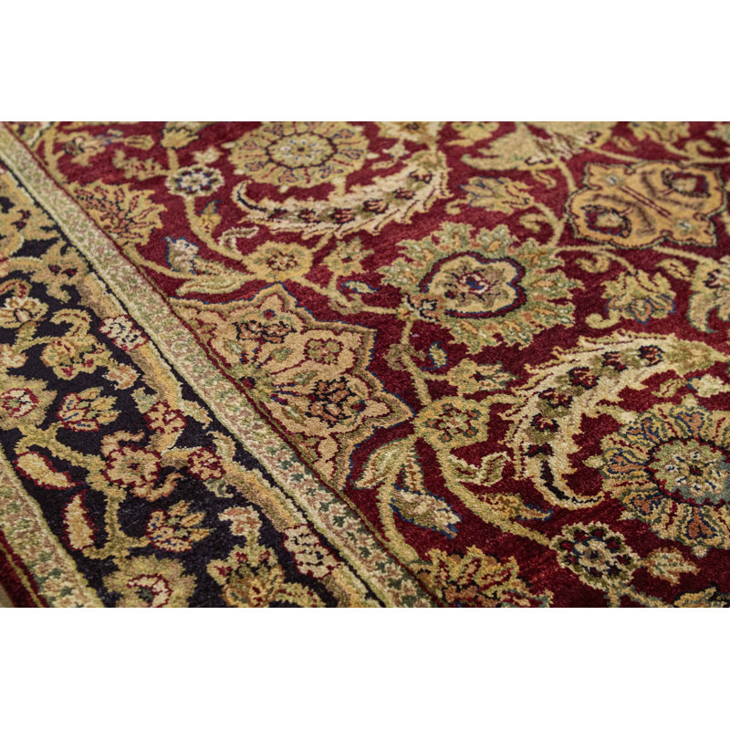 Hand-Knotted High-Quality Red and Black Area Rug
