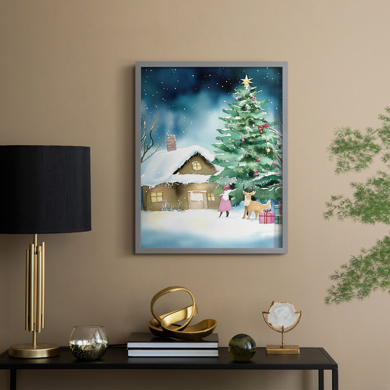 «Christmas Holiday Art DCCLXV III», reproduction d'art encadrée - bois massif, H 15 po x l 12 po, Gris