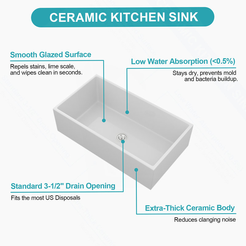 Kitchen Sink With Stainless Steel Drain Assembly, Apron-Front Single Bowl Sink For Kitchen