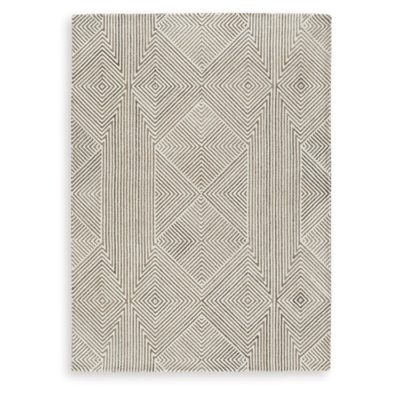 Beige and Brown Handmade Tufted Wool 5' x 7' Rug