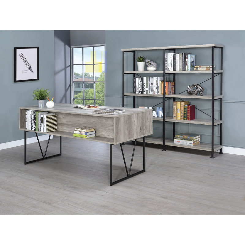 Eberle 2 Piece Writing Desk Office Set, Gray Driftwood