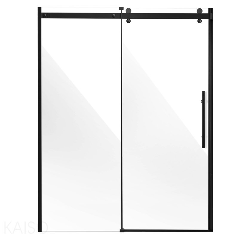 Porte de douche sans cadre 58-59 x 75 en verre trempé transparent 5/16 en noir mat