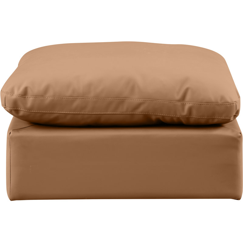 Itala Upholstered Ottoman, Cognac Vegan Leather