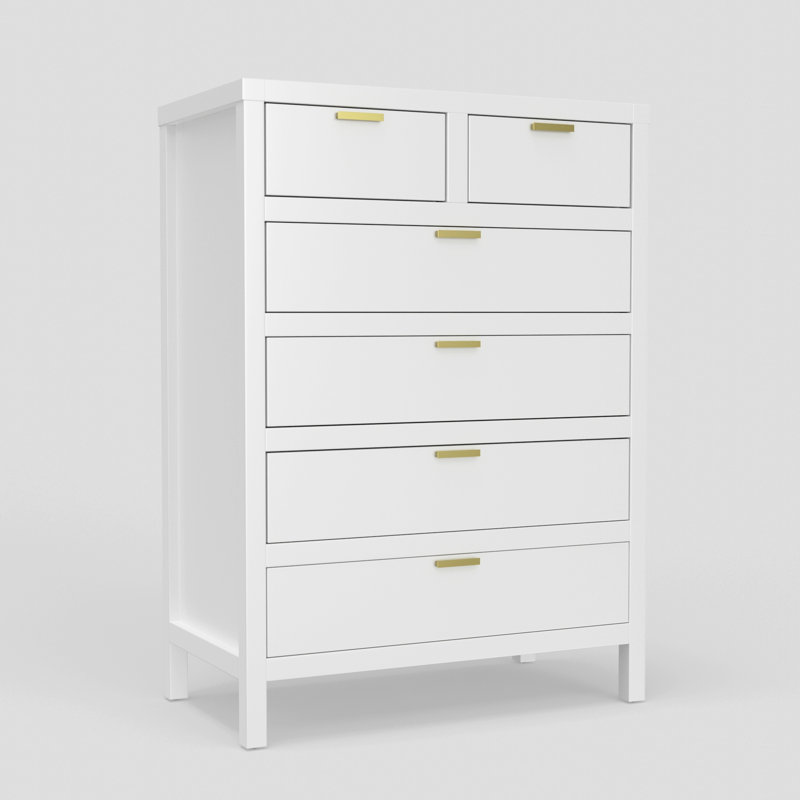 Commode 6 tiroirs Milburn Carmel, Blanc