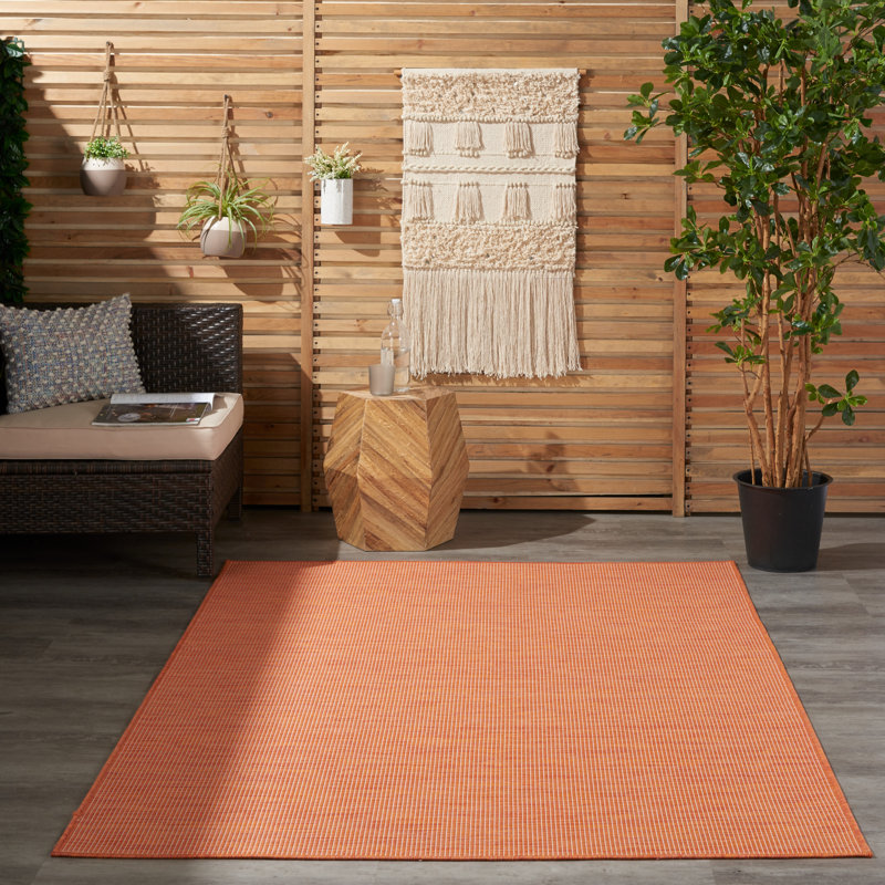 Lillehammer Solid Indoor/Outdoor Area Rug, Rectangle 4' x 6', Terracotta