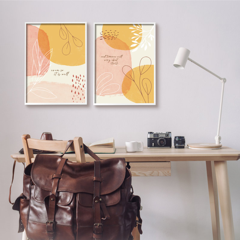 «Even So and Tom Demain», ensemble de 2 impressions sur feuilles abstraites «Toli», H 20 po x l 16 po
