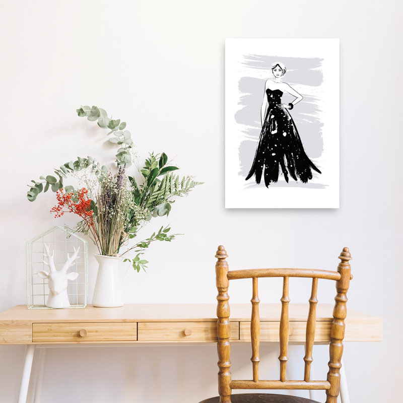 Glamorous Starry Gown Contemporary Wall Art Print by Martina - Wrapped Canvas Print, 60.96cm H x 40.64cm W