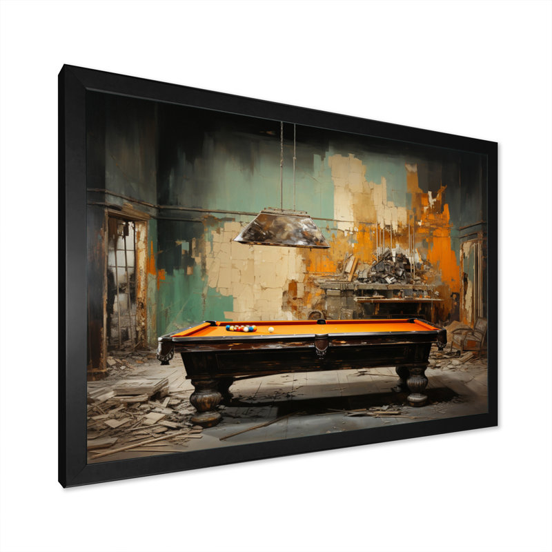 «Billard Industrial Game II», reproduction sur toile, H 24 po x l 32 po x P 1 po, Cadre photo noir