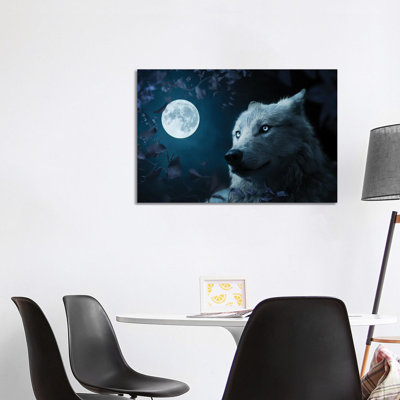 Wolf In Beutiful Night by Milos Karanovic - Wrapped Canvas Painting