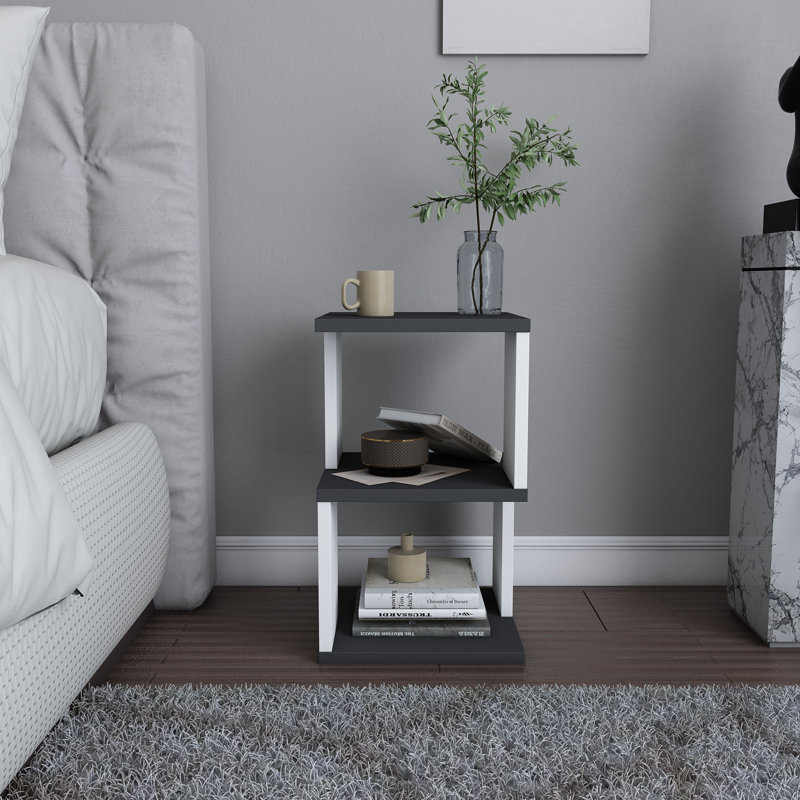 Carter Ergonomic Nightstand, White/Anthracite