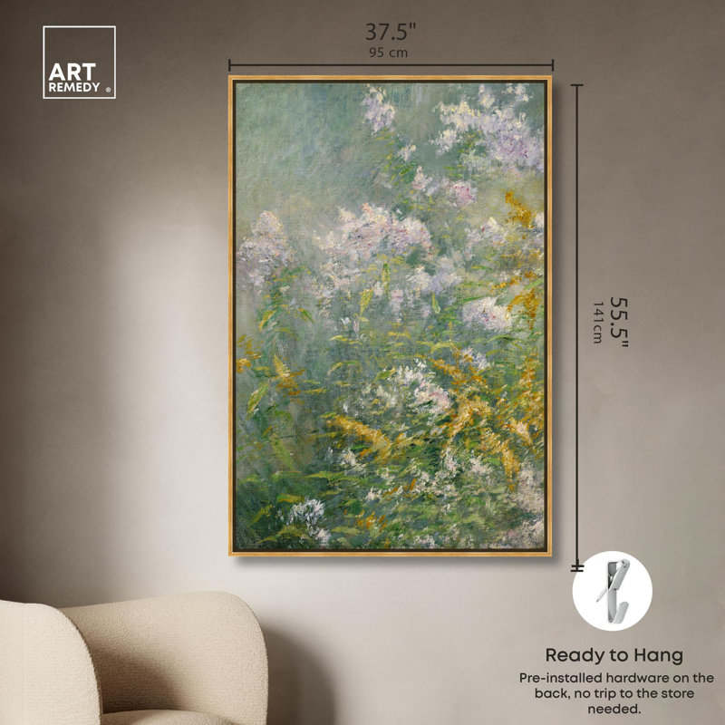 Art mural Vase sur toile Meadow Flowers, Cadre doré, H 55 po x l 37 po
