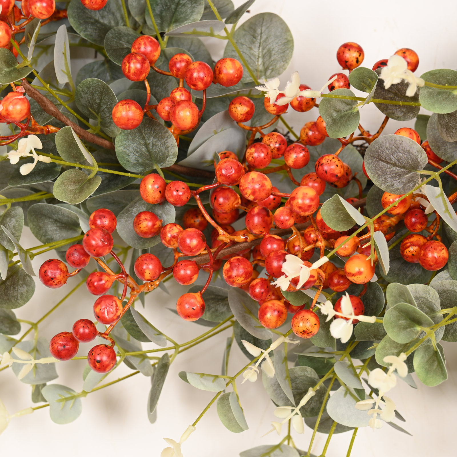 24" Eucalyptus, Berry Thanksgiving Wreath, Orange