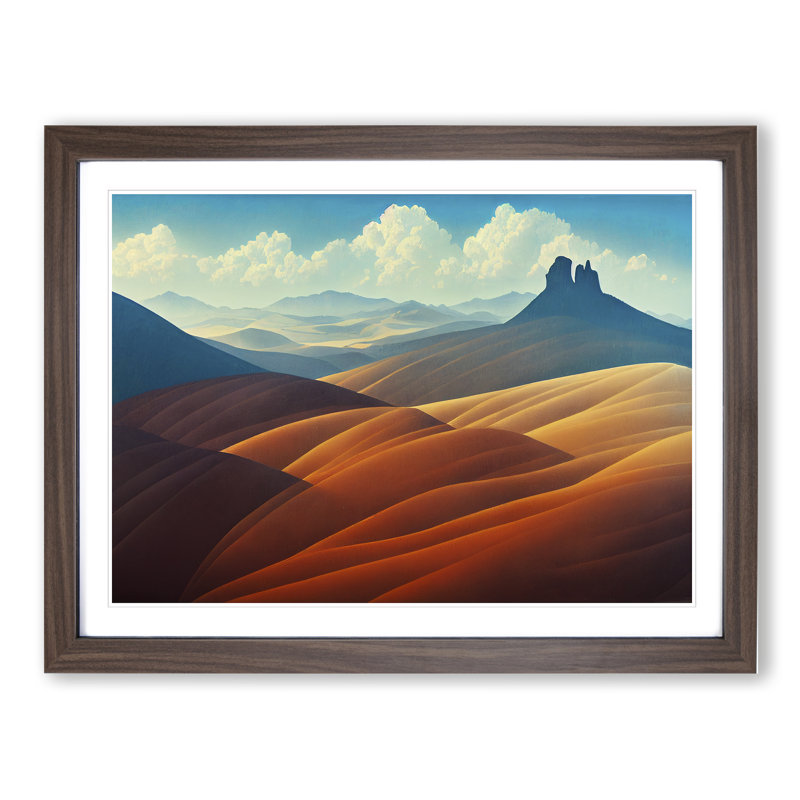 Unique Mountain Landscape - Framed Print, 46cm H x 64cm W x 2cm D, Walnut Framed