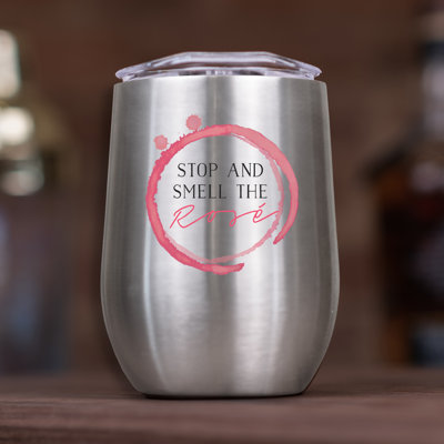 Stop and Smell the Rose 11 oz. Stainless Steel Wine Tumbler