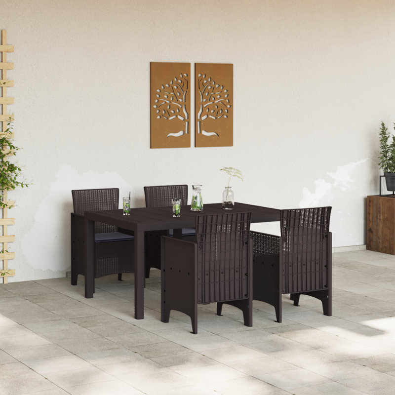 Ensemble repas 5 pièces vidaXL, Brun, 4
