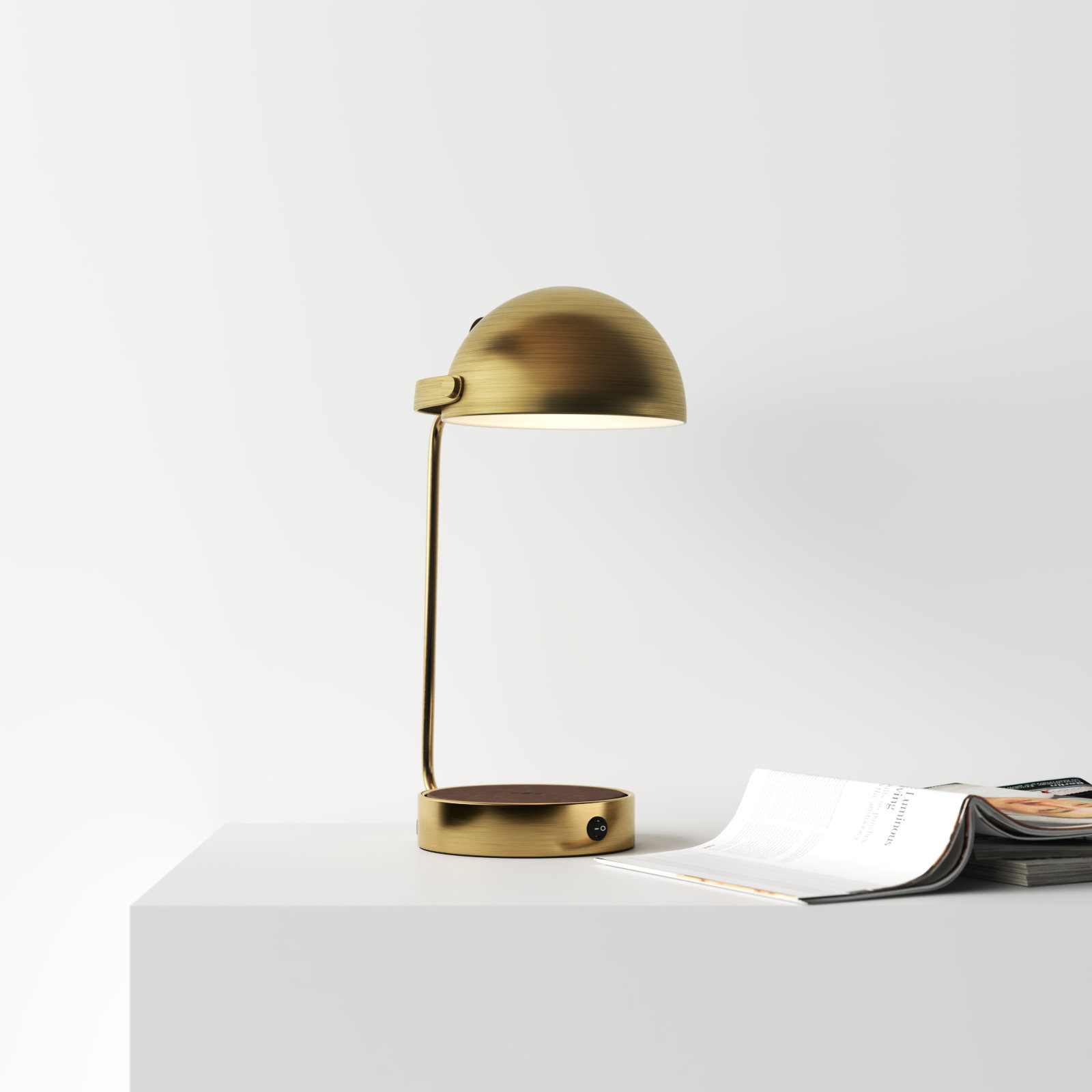 Ramona Metal USB Desk Lamp, Antique Brass, Antique Brass/Brown