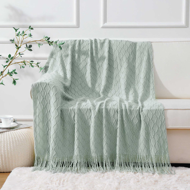  Jeté de canapé texturé et doux, 50 pi x 60 po Boho , Bleu