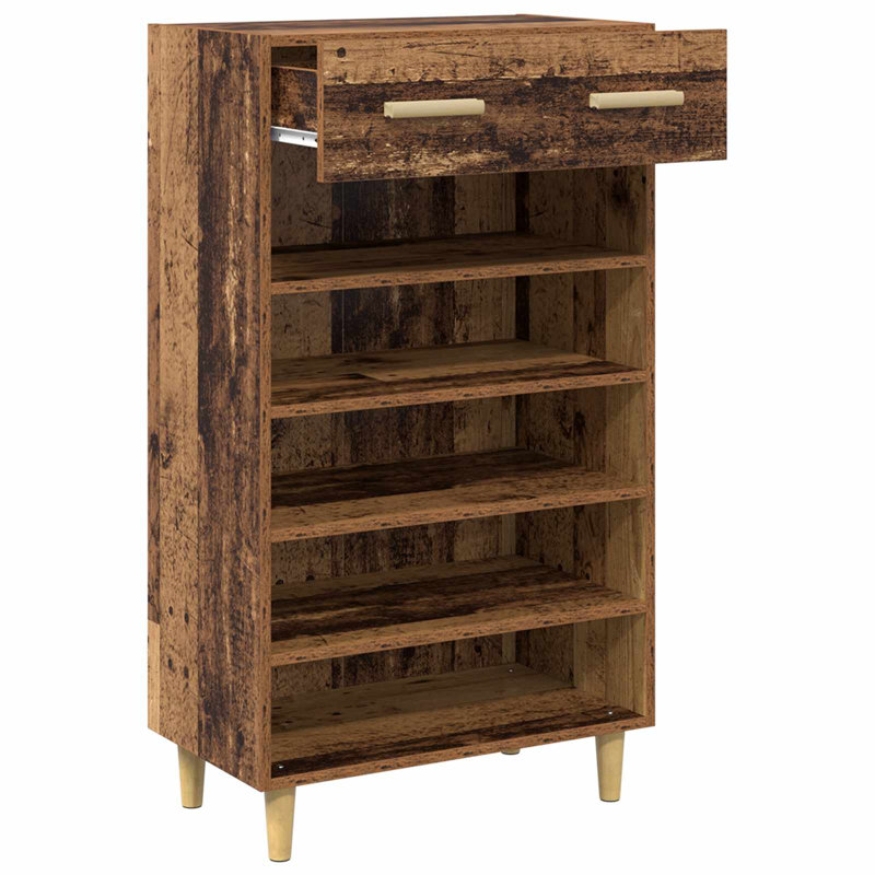10 Pair Shoe Storage Cabinet, Old Wood