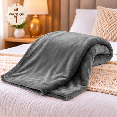Oxford Plain Weave Plush Blanket – Soft Cozy Fleece Throw for Sofa & Bed