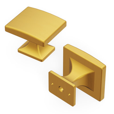 Forge Collection Rectangular Knob - 1-7/16" x 1-1/4" Cabinet Knob Brushed Golden Brass - Farmhouse Hardware for Drawers & Cabinets