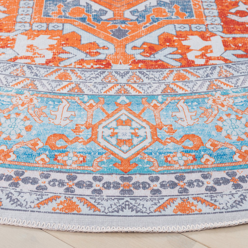 Shealin Machine Washable Performance Oriental Rug, Round 6'