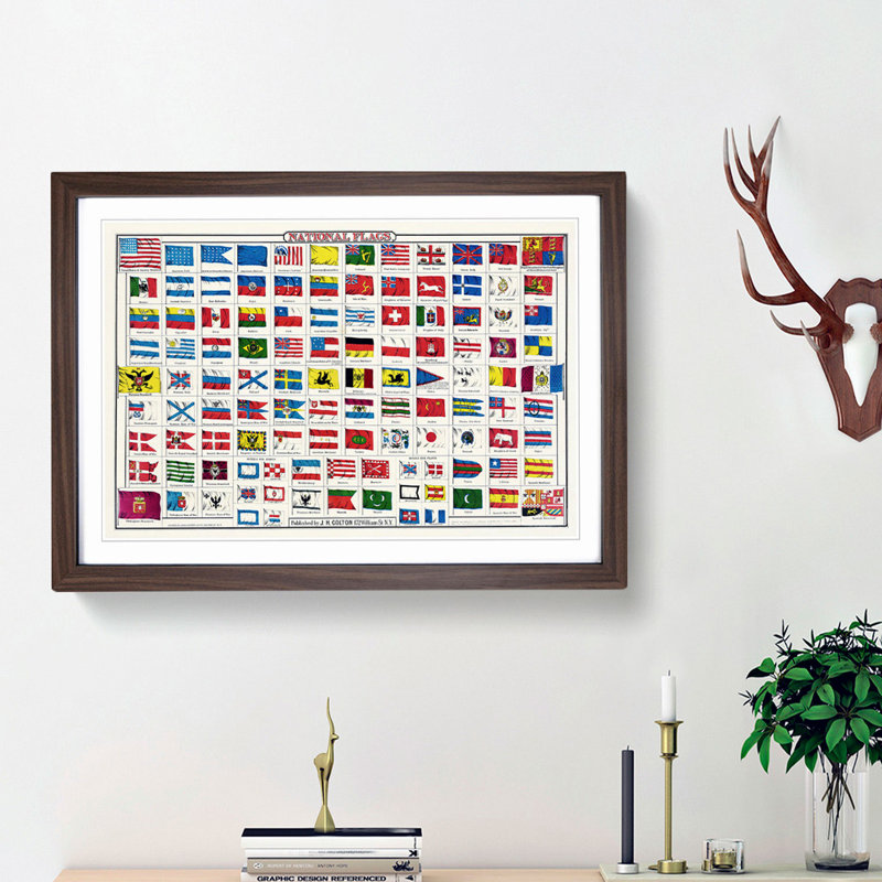 National Flags - Framed Print, Walnut Framed, 48cm H x 65cm W x 2cm D