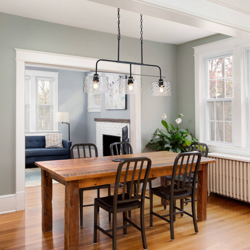 3-light Water Glass Kitchen Island Pendant