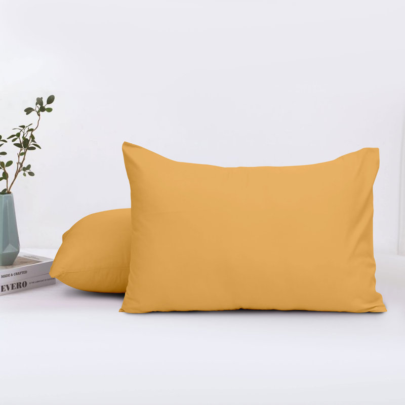 Set of 2 Plain Color Microfiber Pillowcases - Super Soft, Breathable & Easy Care Pillow Covers, Ochre
