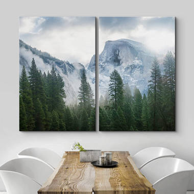 Foggy Pine Tree Forest Wall Art - Large Framed Hanging Canvas – Hangout Home