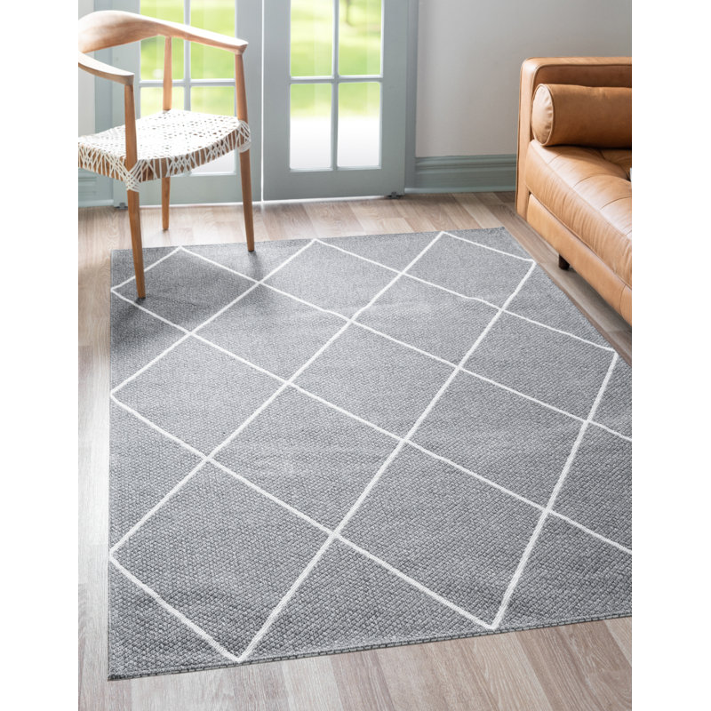 Jago Cotton Geometric Indoor Rug, Rectangle 6'4" x 9'