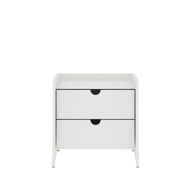 Coney Mid-Century Modern 2-Drawer Nightstand, White, Individual 