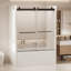 Double porte de baignoire coulissante 56 - 60 po X P 62 H, douche de dérivation à fermeture douce, noir mat, verre trempé, ajustement horizontal de 4 pouces, nettoyage sans effort et longue durée