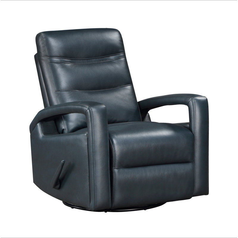 Moderne bleu marine respirant similicuir rembourré pivotant fauteuil inclinable coulissant meubles de salon 1pc bras ouvert conception confort moelleux