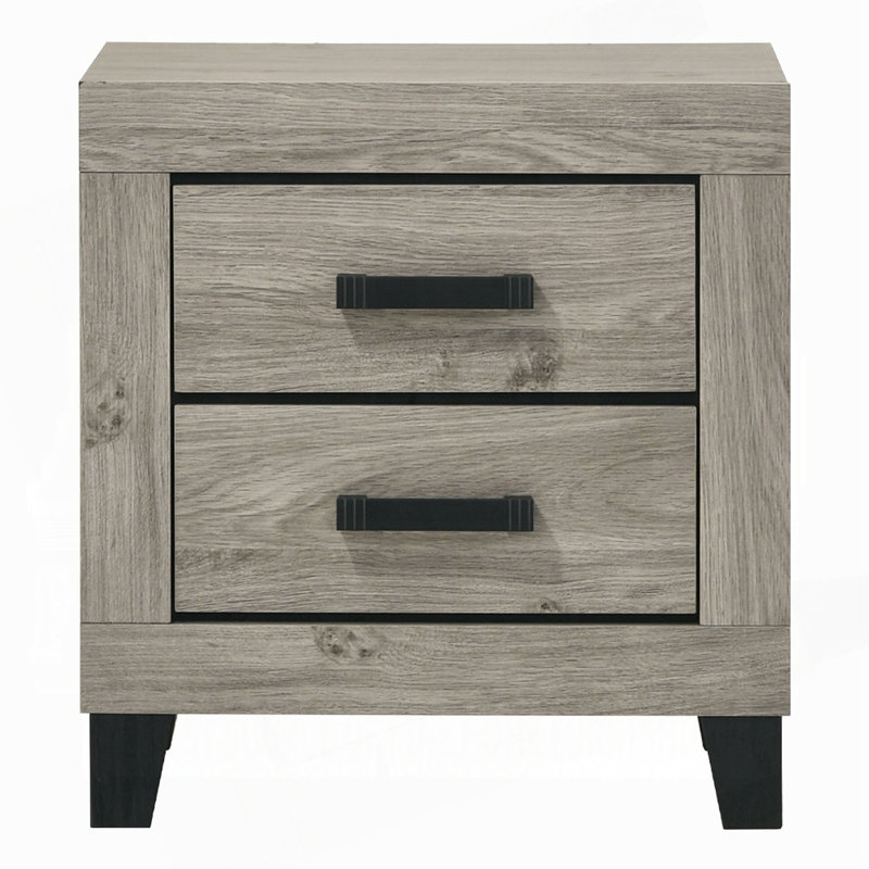 Table de chevet de style campagnard gris clair avec tiroirs de rangement