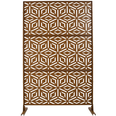Outdoor Indoor Metal Privacy Screen Freestanding Decorative Fence Panels for Deck Balcony Patio Lawn Garden
