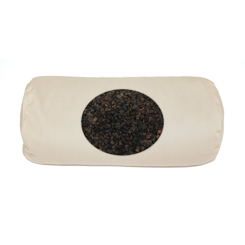 Organic Cotton Beige Buckwheat Neck Roll Pillow
