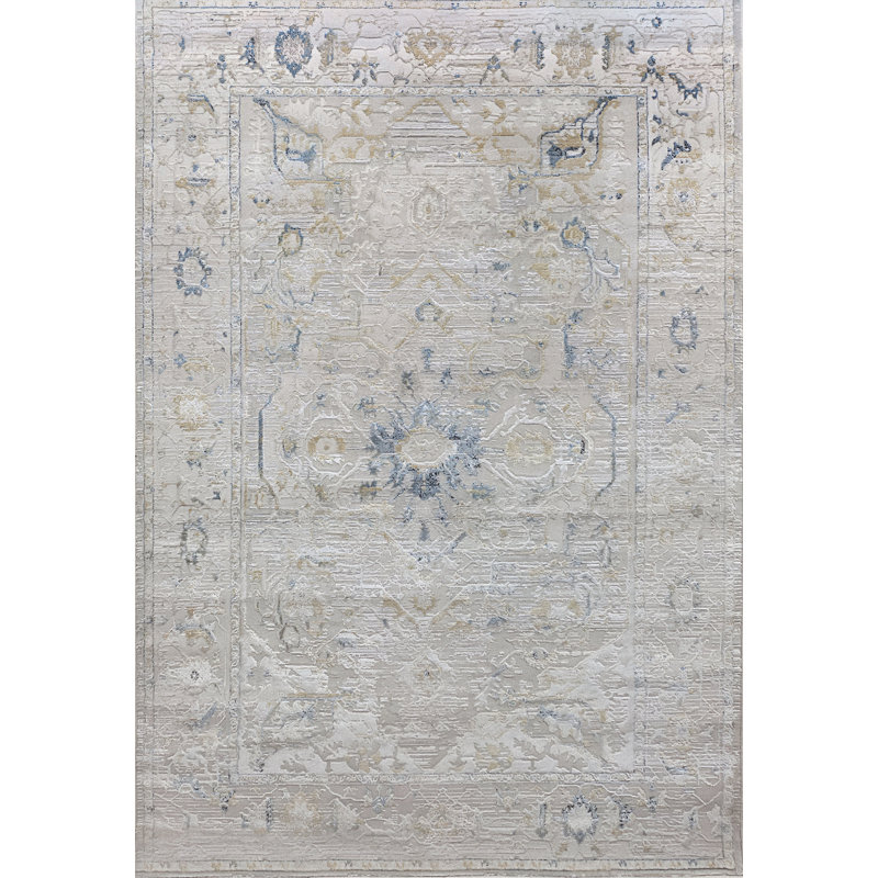 Highpoint 1066-185 crème / beige / bleu, Rectangle 5 pi 2 po x 7 pi