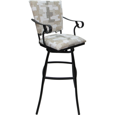 Outdoor Indoor Extra Tall Stool 34" - Padded Back With Arms