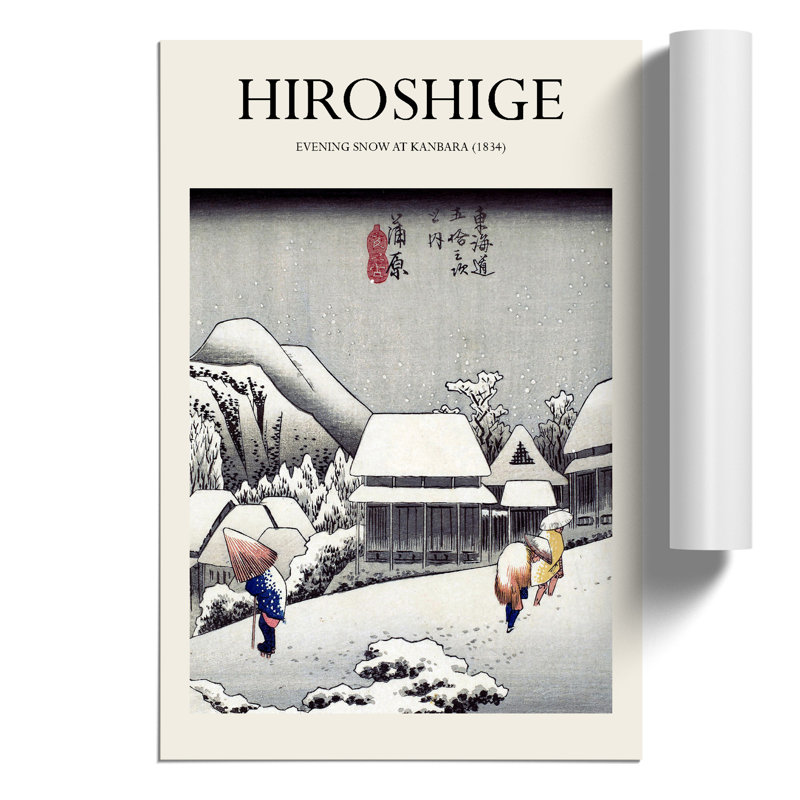 Evening Snow at Kanbara Print by Utagawa Hiroshige - Frameless Print, 30cm H x 21cm W x 0.1cm D