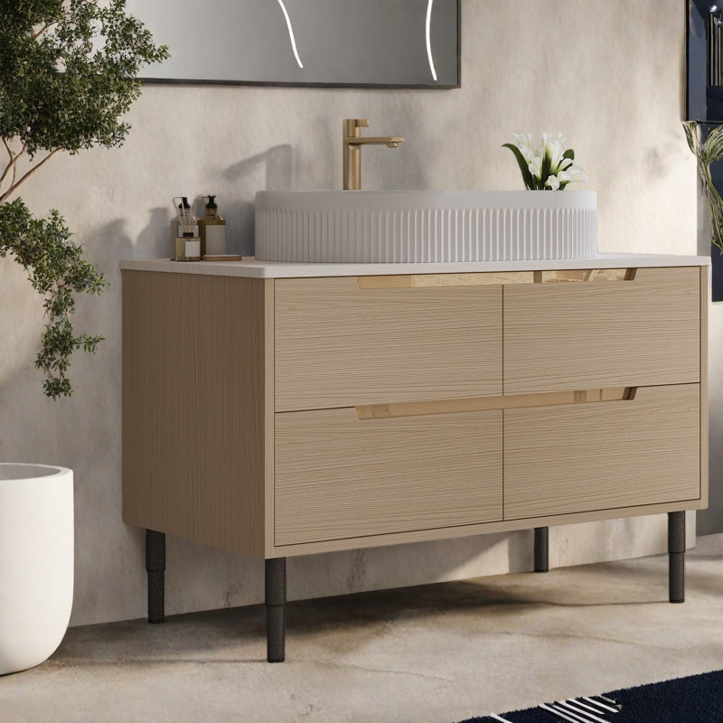 Meuble-lavabo (doit inclure le meuble-lavabo et le lavabo) avec rangement, salle de bain moderne en bois de 36 po