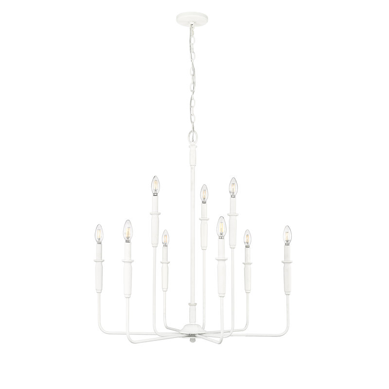Lustre à intensité variable à 9 lumières de 31,9 po Savanne, Blanc texturé
