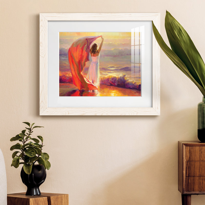 Brise d'océan - peinture encadrée, Cadre blanc, H 20 po x l 17 po x P 1,5 po