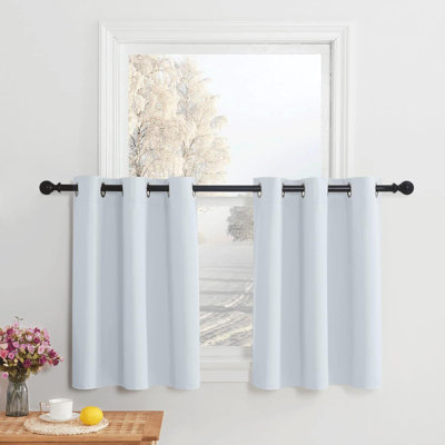 NICETOWN Blackout Small Window Valances, Rustic Farmhouse Curtains Grommet Top Thermal Insulated Window Drapes for Kitchen/Bathroom/Basement, 2 Panels.