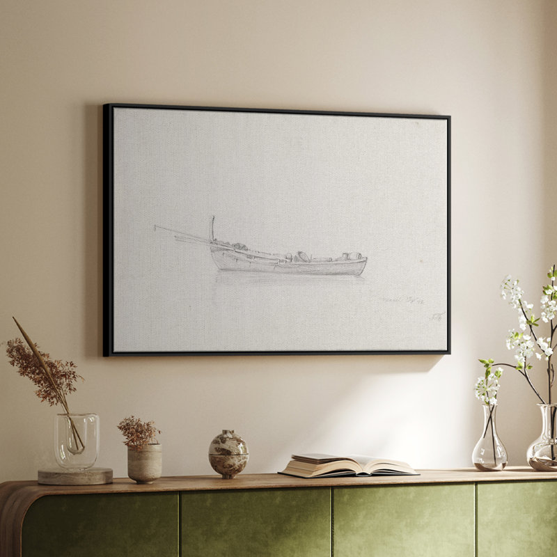 «Vintage Nautical Print-Cxxxiii» sur toile, Toile avec cadre flottant noir, H 25 po x l 37 po