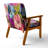 'Idona - Colorful Pink Purple Flowers - Upholstered Traditional Accent Arm Chair-1635934480