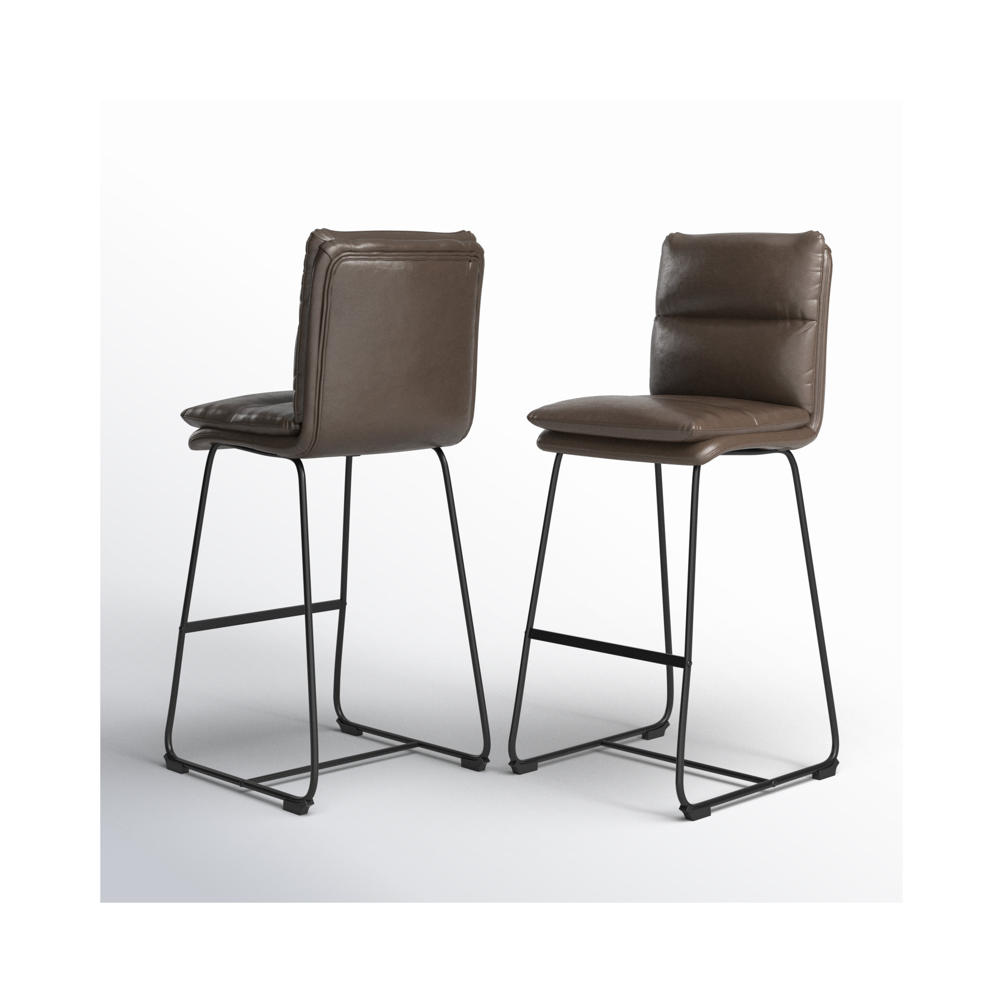 Volana Bar & Counter Stool, Brown Faux Leather, Bar Stool (30" Seat Height)